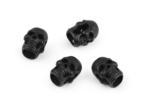 2 Kordelenden | für 5mm Kordel | Metall | SKULL | schwarz matt