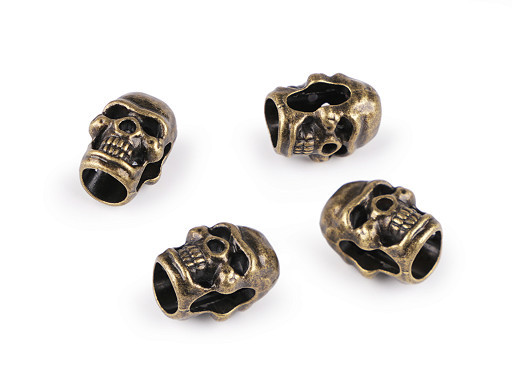 2 Kordelenden | für 5mm Kordel | Metall | SKULL | altgold