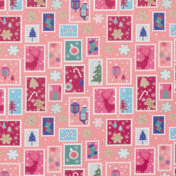 Baumwolle | bedruckt | christmas stamps | rosa