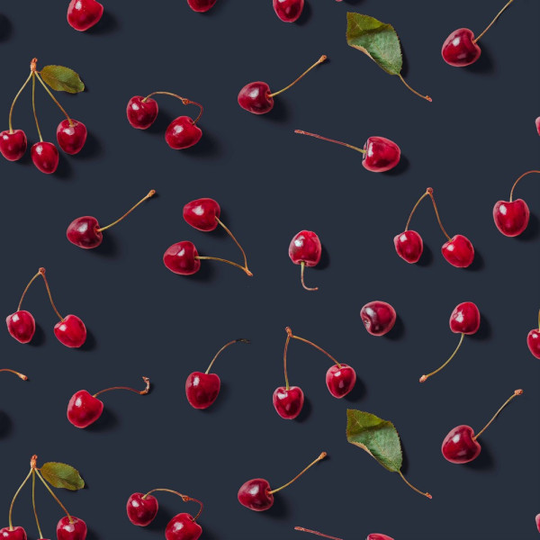 Canvas | bedruckt | cherries | dunkelblau