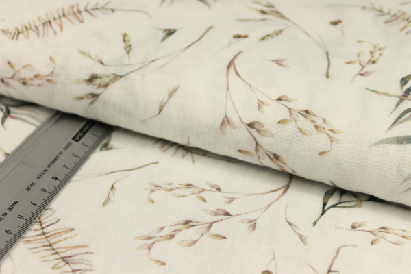 Baumwolle | double gauze/Musselin | leaves | creme