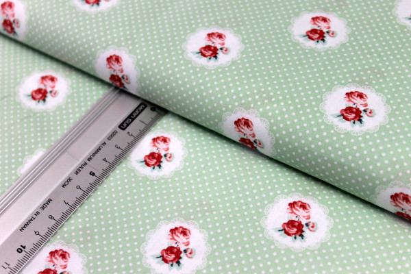 Baumwolle | bedruckt | charming roses | mint