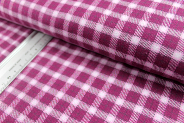 Baumwolle | Flanell | CHECK | beere/weiß/rosa