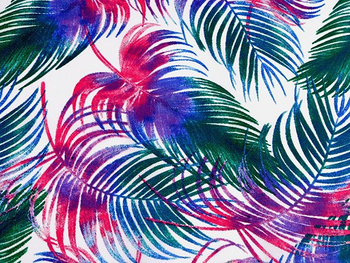 Baumwolle | bedruckt | colorful palm fronds | weiß