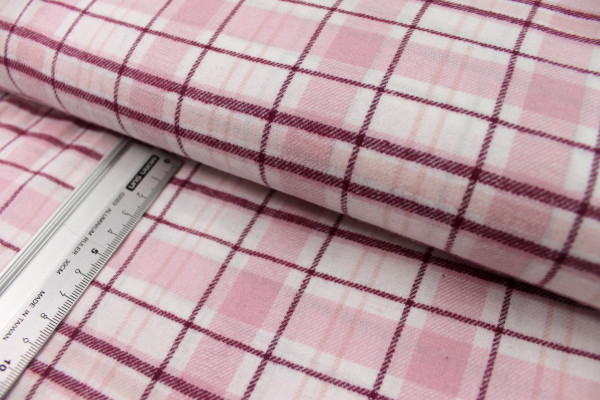 Baumwolle | Flanell | CHECK | rosa/beere/weiß