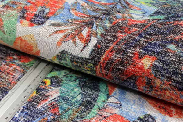 Sommerstrick | floral | orange/blau/bunt