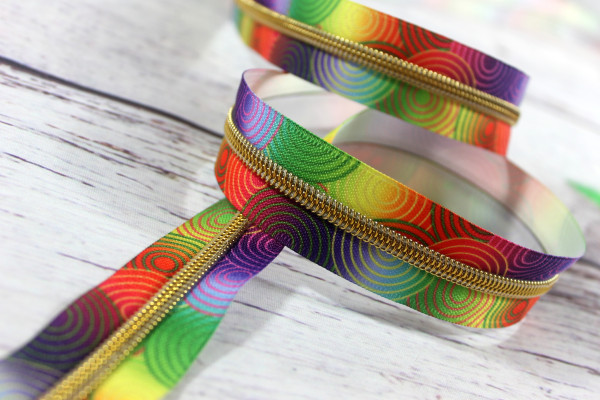 Nylon-Reißverschluss | endlos | Spirale 5mm | bunte Kreise | bunt